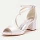 Women's Wedding Shoes Sandals Ladies Shoes Valentines Gifts Party Wedding Sandals Bridal Shoes Bridesmaid Shoes Buckle Chunky Heel Open Toe Satin Ankle Strap Black White Ivory