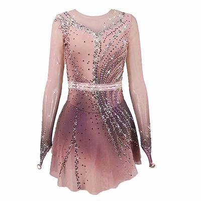 Figure Skating Dress Women's Girls' Ice Skating Dress Pink Blue Purple Stretchy Training Competition Skating Wear Thermal Warm Crystal / Rhinestone Long Sleeve Ice Skating Figure Skating