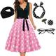 Women's A-Line Rockabilly Dress Polka Dots Swing Dress Flare Dress with Accessories Set 1950s 60s Retro Vintage with Headband Scarf Earrings Cat Eye Glasses 5PCS For Vintage Swing Party Dress