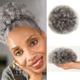 Ombre Grey Afro Puff Drawstring Ponytail Natural Kinky Curly Ponytail Hair Extension for Black Women African American short Kinky Ponytail Drawstring