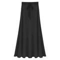 Women's Long Skirt Skirts Split Ends Solid Colored Daily Vacation Spring Summer Cotton coastalgrandmastyle Basic Casual Mermaid Black Grey