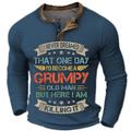 Graphic Letter Old Man Fashion Daily Casual Men's 3D Print Henley Shirt Casual Holiday Going out T shirt Green Dark Blue Long Sleeve Henley Shirt Spring Fall Clothing Apparel S M L XL XXL 3XL 4XL