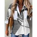 Women's Shirt Blouse Red Blue Grey Graphic Casual Shirt Collar S