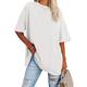T shirt Tee Women's Black-1 White Pink Solid Colored Loose Daily Basic Neon Bright Round Neck Loose Fit M / M