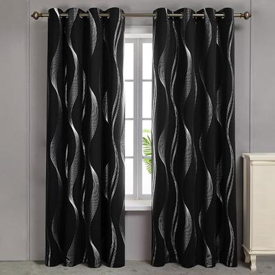 Blackout Curtain Drapes Farmhouse Grommet/Eyelet Curtain Panels For Living Room Bedroom Sliding Door Curtains Kitchen Balcony Window Treatments Thermal Insulated