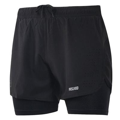Arsuxeo Men's Running Shorts Gym Shorts Yoga Shorts Drawstring 2 in 1 Split Zipper Pocket Base Layer Outdoor Athletic Summer Spandex Quick Dry Lightweight Reflective Strips Yoga Gym Workout Marathon