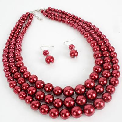 Women's necklace Chic Modern Party Pure Color Jewelry Sets / Imitation Pearl / White / Red / Purple / Fall