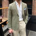 Men's Linen Blazer Jacket Beach Wedding Casual Tailored Fit Solid Colored Single Breasted Two-buttons ArmyGreen Camel 2024