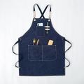 Chef Apron Black for Men Women with Pocket, Cotton Canvas Work Apron Cross Back Heavy Duty Adjustable