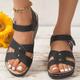 Women's Sandals Wedge Heels Platform Sandals Plus Size Outdoor Beach Solid Color Summer Wedge Heel Elegant Casual Minimalism Faux Leather Magic Tape Black Blue Brown