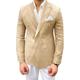 Men's Linen Blazer Jacket Beach Wedding Casual Tailored Fit Solid Colored Double Breasted Six-buttons Black Pink khaki Dark Blue Light Blue 2024