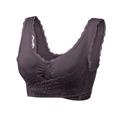 Women's Oversized Lace Sports Bras Cross Front Side Buckle Wire Free Bra Yoga Workout Activewear