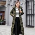 Women's Winter Coat Long Puffer Jacket Belted Hooded Parka Thermal Warm Heated Jacket with Poackets Fall Long Coat Windproof Rust Red caramel