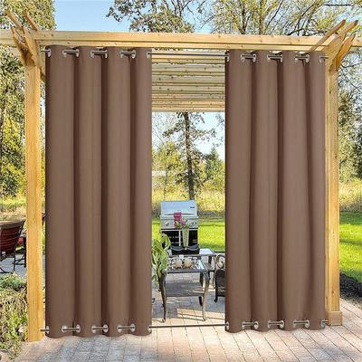 Waterproof Outdoor Curtain Privacy, Double Grommet(Top and Bottom) Sliding Patio Curtain Farmhouse Drapes, Pergola Curtains Grommet For Gazebo, Balcony, Porch, Party, Hotel, 1 Panel