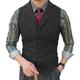 Men's Tweed Casual Business Vests Lightweight Waistcoat Solid Color Tailored Fit Notch Single Breasted Five-buttons Silver Black Red 2024