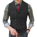 Men's Tweed Casual Business Vests Lightweight Waistcoat Solid Color Tailored Fit Notch Single Breasted Five-buttons Silver Black Red 2024