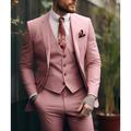 Pink Purple Men's Wedding Suits Solid Colored 3 Piece Tailored Fit Single Breasted One-button 2024