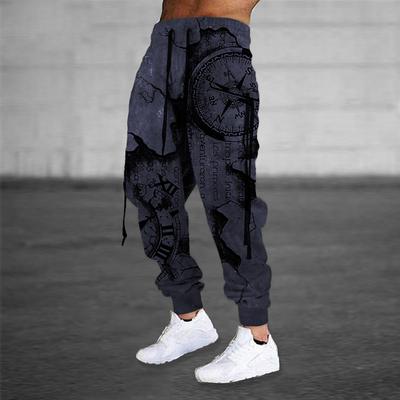 Men's Sweatpants Joggers Trousers Drawstring Side Pockets Elastic Waist Graphic Prints Comfort Breathable Sports Outdoor Casual Daily Cotton Blend Terry Streetwear Designer ArmyGreen Blue