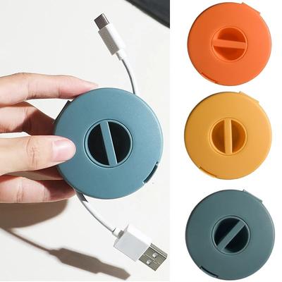 2pcs Round Wire Winder Box Portable Multifunctional Data Cable Storage Case Cable Container USB Charger Holder Wire Management Box