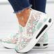 Women's Sneakers Plus Size Platform Sneakers Slip-on Sneakers Daily Summer Cut Out Embroidery Platform Wedge Heel Round Toe Casual Walking Shoes Faux Leather Loafer Embroidered Pink Green