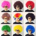 Fans Wig Color Cosplay Wig Burlesque Clown It Yaki Afro Curly Bob Wig Medium Length Beige Synthetic Hair Kid's Cosplay Creative Funny Red Carnival Festival
