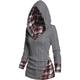 Women's Hoodie Sweatshirt Pullover Textured Plaid Casual Sports Print Button Black White Red Active Sportswear Hoodie Long Sleeve Top Micro-elastic Fall Winter