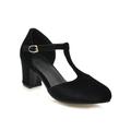 Women's Shoes Heels Pumps Summer New Green One-Line Buckle Velvet Thick Heel Shoes Mary Jane High Heels Princess Shoes