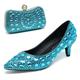 Women's Wedding Shoes Pumps Bling Bling Shoes Dress Shoes Glitter Crystal Sequined Jeweled Wedding Party Polka Dot Solid Colored Wedding Heels Bridal Shoes Bridesmaid Shoes Rhinestone Crystal