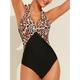 Leopard Print Triangle One-piece Swimsuit