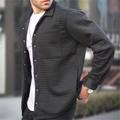 Men's Shirt Jacket Shacket Outdoor Daily Wear Warm Button Pocket Fall Winter Plain Fashion Streetwear Lapel Regular Black White Khaki Gray Jacket