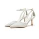 Women's Heels Wedding Shoes Sparkling Shoes Wedding Daily Hollow-out Bridal Shoes Bridesmaid Shoes Sequin Sculptural Heel Pointed Toe Sexy Minimalism Sparkling Glitter Ankle Strap White Silver Gold
