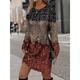 Women's Sweatshirt Dress Casual Dress Mini Dress Warm Active Outdoor Going out Weekend Crew Neck Print Floral Striped Ethnic Loose Fit Black Burgundy Brown S M L XL XXL