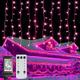 Outdoor Christmas Icicle Window Curtain Lights 6x1M-300LED Plug in 9 Colors Remote Control Window Wall Hanging Light Warm White RGB for Bedroom Party Garden Christmas Decorations 31V EU/US/AU/UK Plug