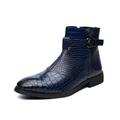 Men's Boots Retro Formal Shoes Dress Shoes Walking Business Casual Daily Leather Comfortable Booties / Ankle Boots Zipper Slip-on Buckle Black Blue Spring Fall