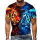 Chinese New Year Mens Graphic Shirt Tee Animal Tiger Crew Neck Blue 3D Print Outdoor Street Short Sleeve Clothing Apparel Sports Fashion Sportswear Casual Summer Tigers Colorful Cotton