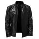 Men's Jacket Faux Leather Jacket Biker Jacket Motorcycle Jacket Windproof Going out Zipper Stand Collar Casual Jacket Outerwear Solid Color Rivet Full Zip Black Wine Brown