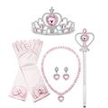 Crown Headwear Children's and Girls' Magic Stick Hair Accessories Set Elsa Princess Performance Crown Necklace Elsa Gloves