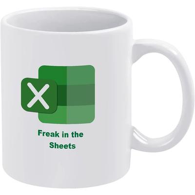 Excel Coffee Mug, Funny Gifts for Women Men Freak In The Sheets Mug Gifts for Boss CPA Friend Coworkers Accountant White Ceramic Office Mug 11.8 oz