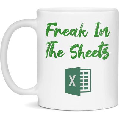 Excel Coffee Mug, Funny Gifts for Women Men Freak In The Sheets Mug Gifts for Boss CPA Friend Coworkers Accountant White Ceramic Office Mug 11.8 oz