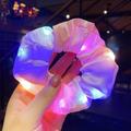 LED Luminous Scrunchies Ponytail Headwear Elastic Hair Tie Solid Color Party Hair Accessories