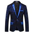 Men's Retro Party Blazer Regular Slim Fit Pattern Single Breasted One-button Black Wine Blue 2024