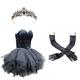 Outfits Tutu Accesories Set Feather Dress Head Jewelry Short / Mini Black Swan Women's Feather Sheath / Column Halter Neck Christmas Formal Evening Party / Cocktail Dress