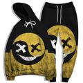 Men's Tracksuit Hoodies Set Light Yellow Yellow / Black Black Yellow Yellow Black BlackBurgundy Hooded Graphic Grimace 2 Piece Print Sports Outdoor Casual Sports 3D Print Streetwear Basic