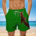 Men's Board Shorts Swim Shorts Swim Trunks Drawstring with Mesh lining Elastic Waist Animal Print Graphic Prints Breathable Quick Dry Short Holiday Beach Swimming Pool Designer Casual / Sporty White