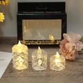 3PCS Crystal Flameless Candle Light LED Electronic Candle Lights Battery Powered Ambient Lights for Halloween Wedding Party Dating Festival Christmas Room Home Decor