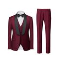 Dark Grey BlackBurgundy Black Men's Wedding Prom Tuxedos 3 Piece Shawl Collar Solid Color Slim Fit Single Breasted One-button 2024