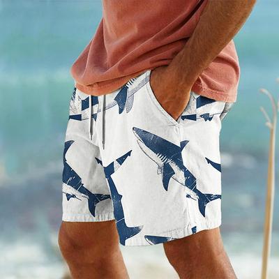 Men's Shark Marine Life Swimming Trunks Board Shorts Swim Shorts Mid Waist Vacation Hawaiian Holiday Vacation Holiday Beach Drawstring with Mesh lining Elastic Waist Designer Clothing Apparel