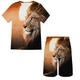 Boys 3D Animal Lion T-shirt Shorts Clothing Set Short Sleeve Summer Spring Sports Fashion Cool Polyester Kids 3-13 Years Outdoor Street Sports Regular Fit