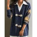 Women's Cardigan Sweater Jacket V Neck Cable Knit Acrylic Pocket Fall Winter Regular Outdoor Valentine's Day Daily Stylish Casual Soft Long Sleeve Plaid Red Navy Blue Green S M L