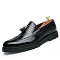 Men's Loafers Slip-Ons Brogue Tassel Loafers Bullock Shoes Plus Size British Party Evening Leather Loafer Black White Red Spring Fall Spring Summer